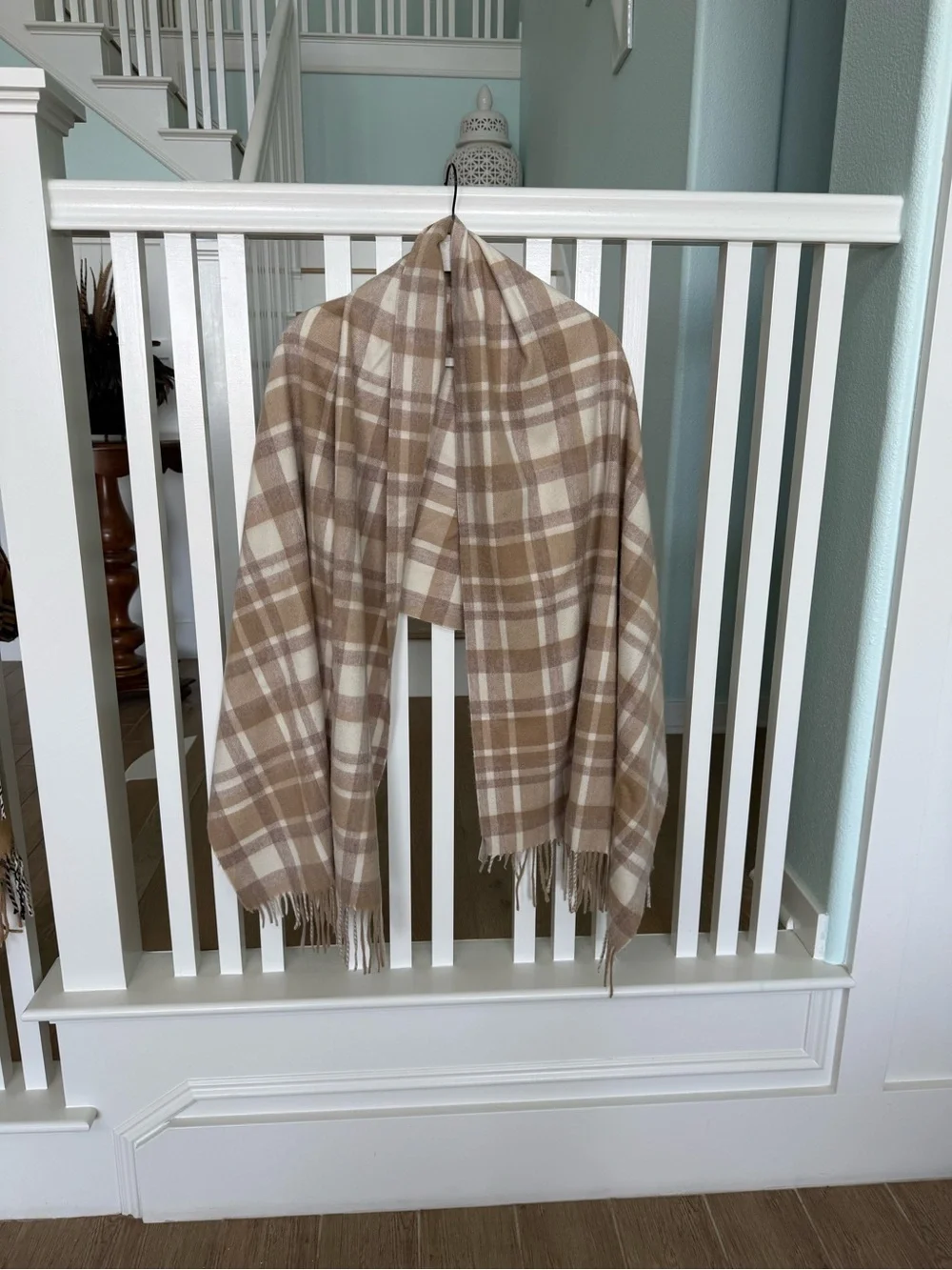 Beige plaid scarf . Very soft-never worn